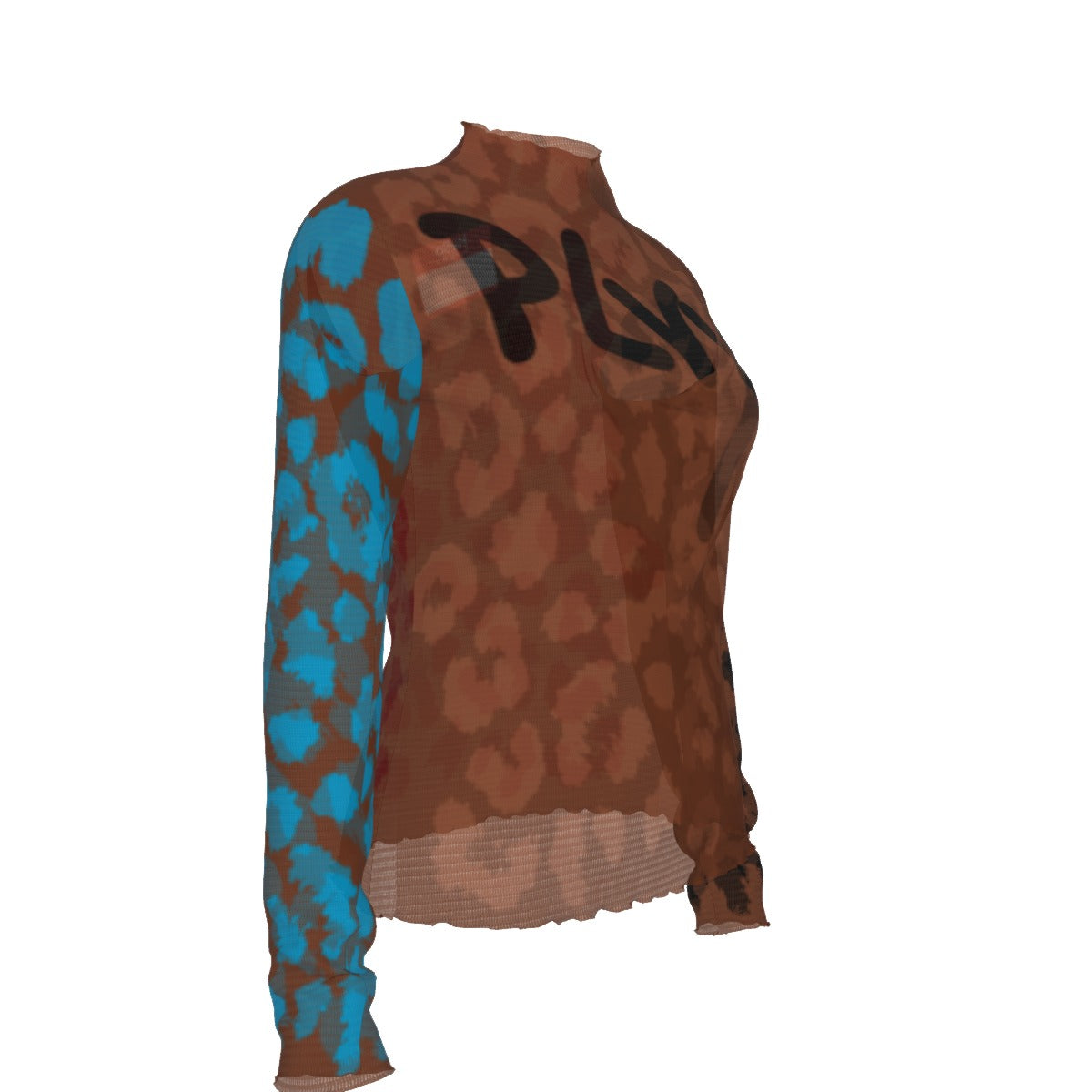 Choco Colorblocked Cheetah Turtleneck T-shirt