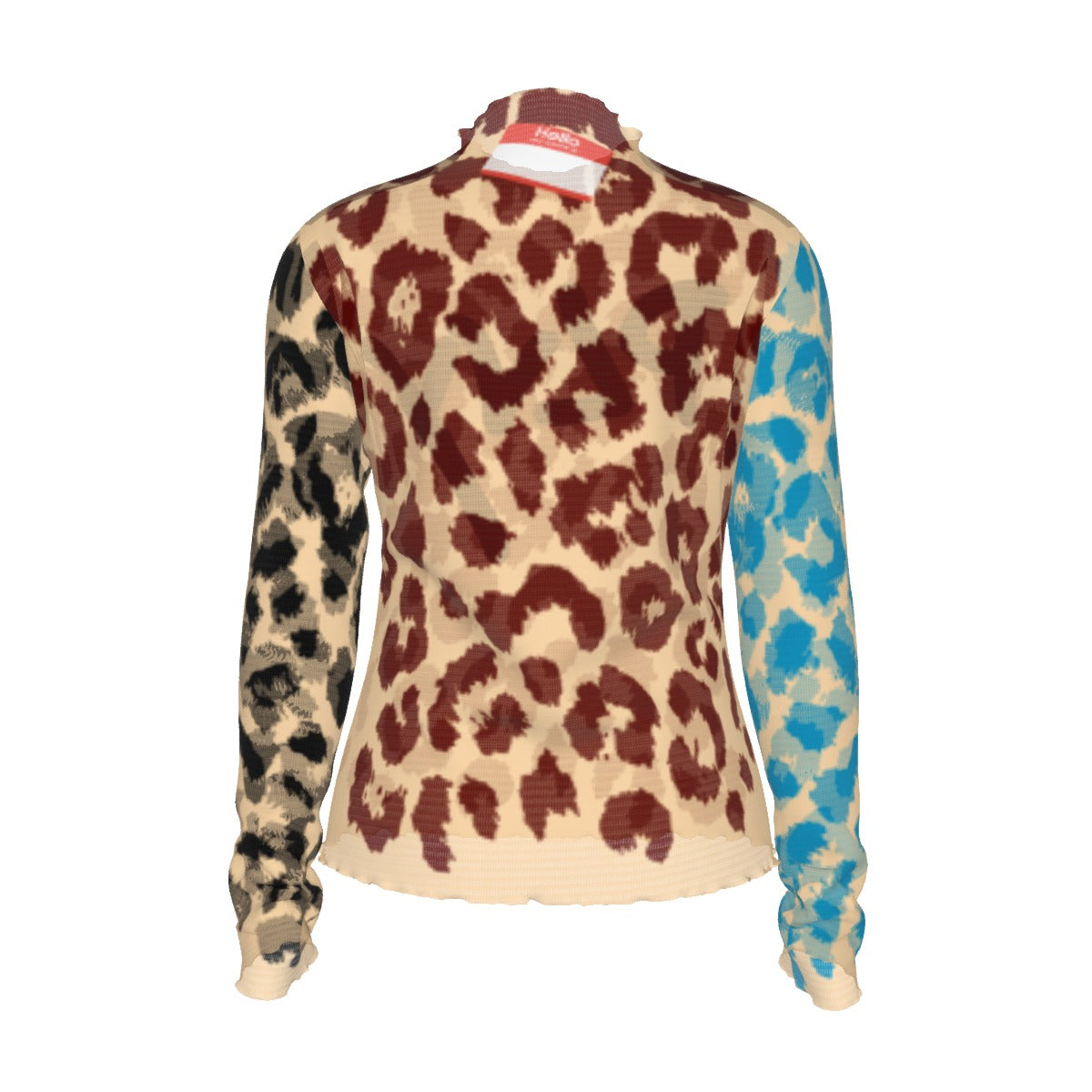 Vanilla Colorblocked Cheetah Turtleneck T-shirt
