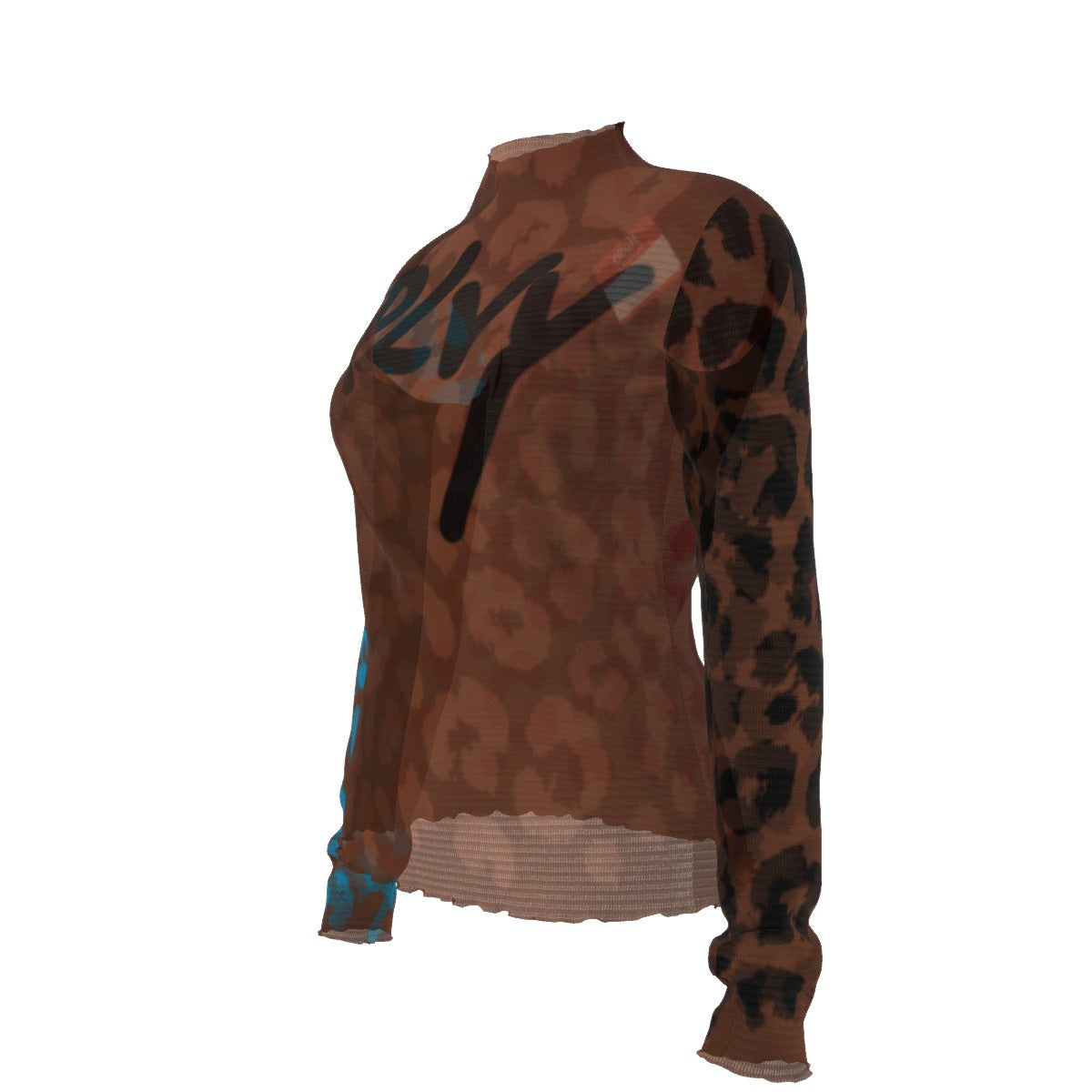 Choco Colorblocked Cheetah Turtleneck T-shirt