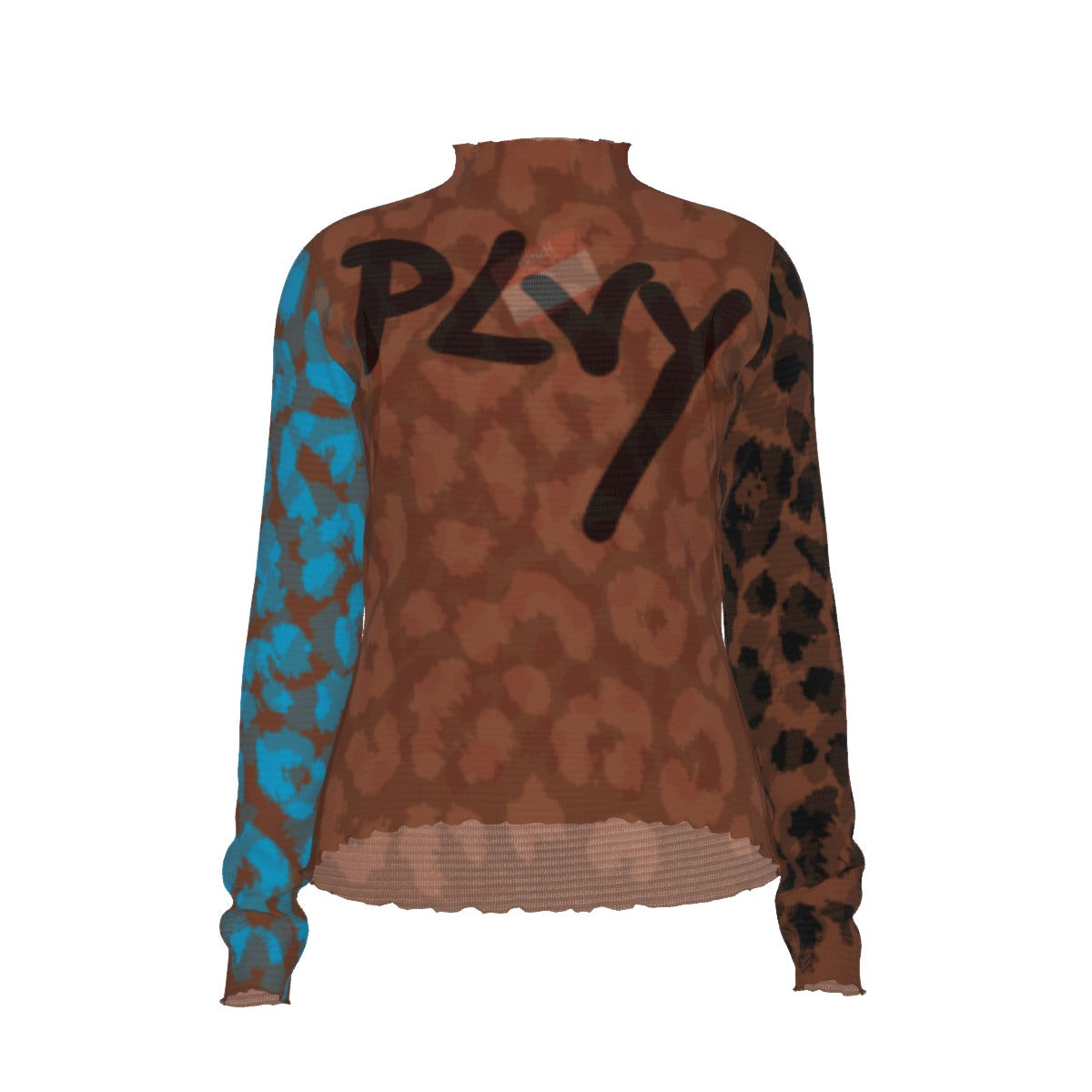 Choco Colorblocked Cheetah Turtleneck T-shirt