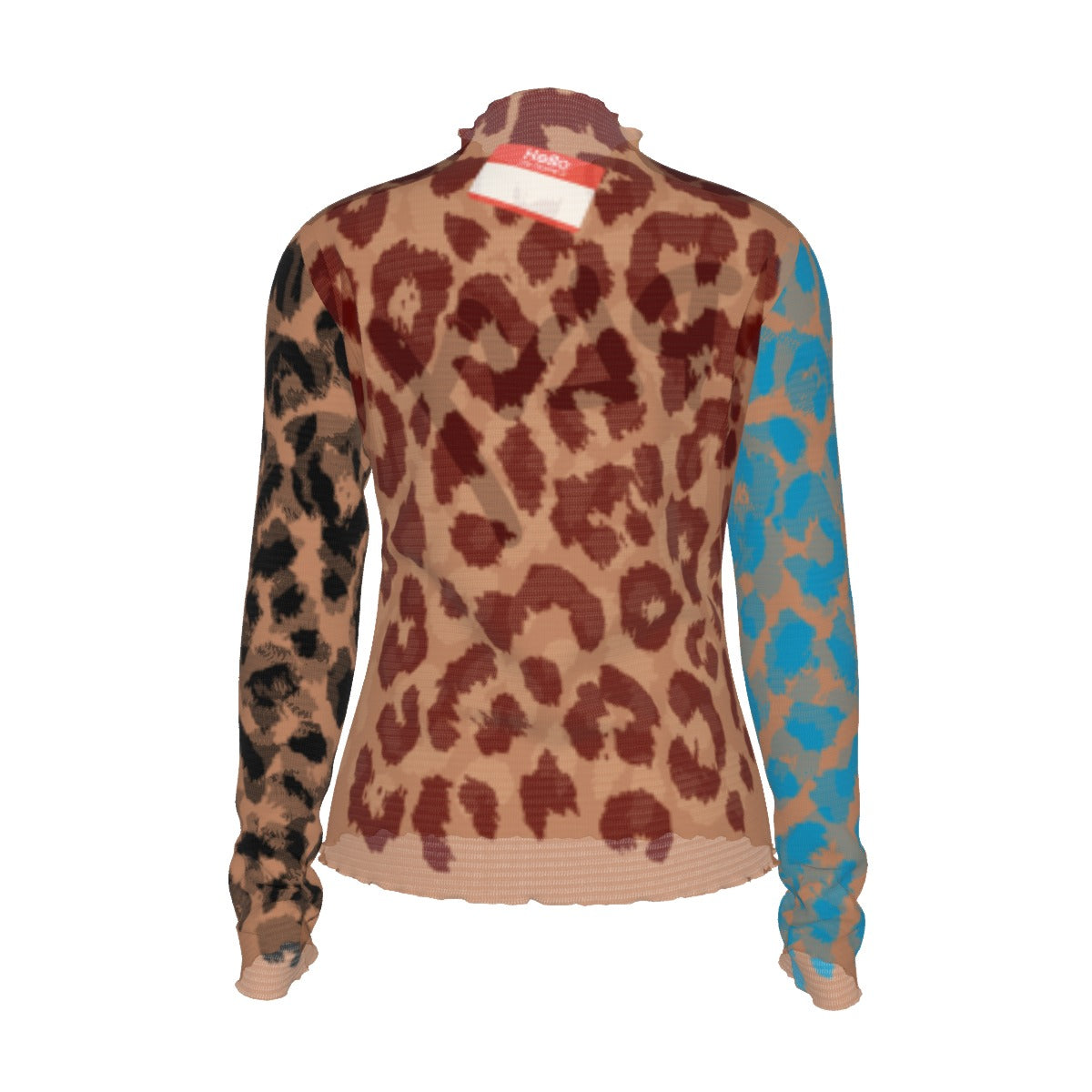 Mocha Colorblocked Cheetah Turtleneck T-shirt