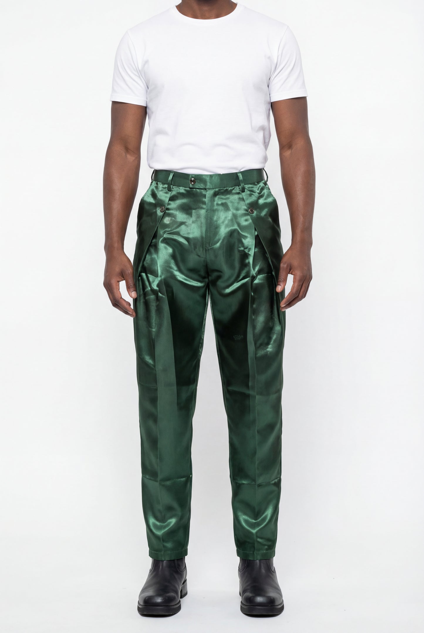 EMERALD COMMAND LIQUID SATIN TROUSER