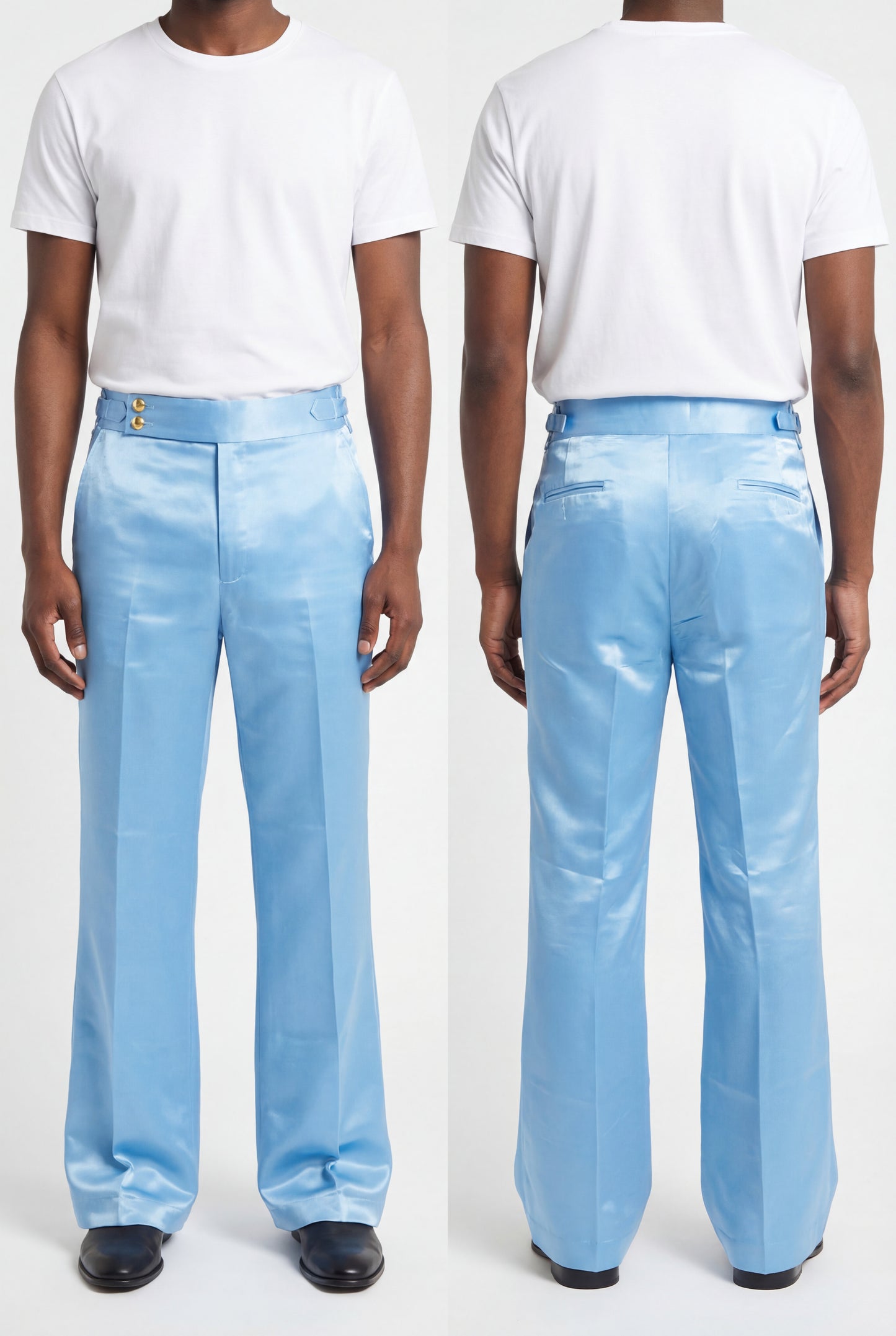 SKY MONEY LIQUID SATIN FLARE TROUSERS