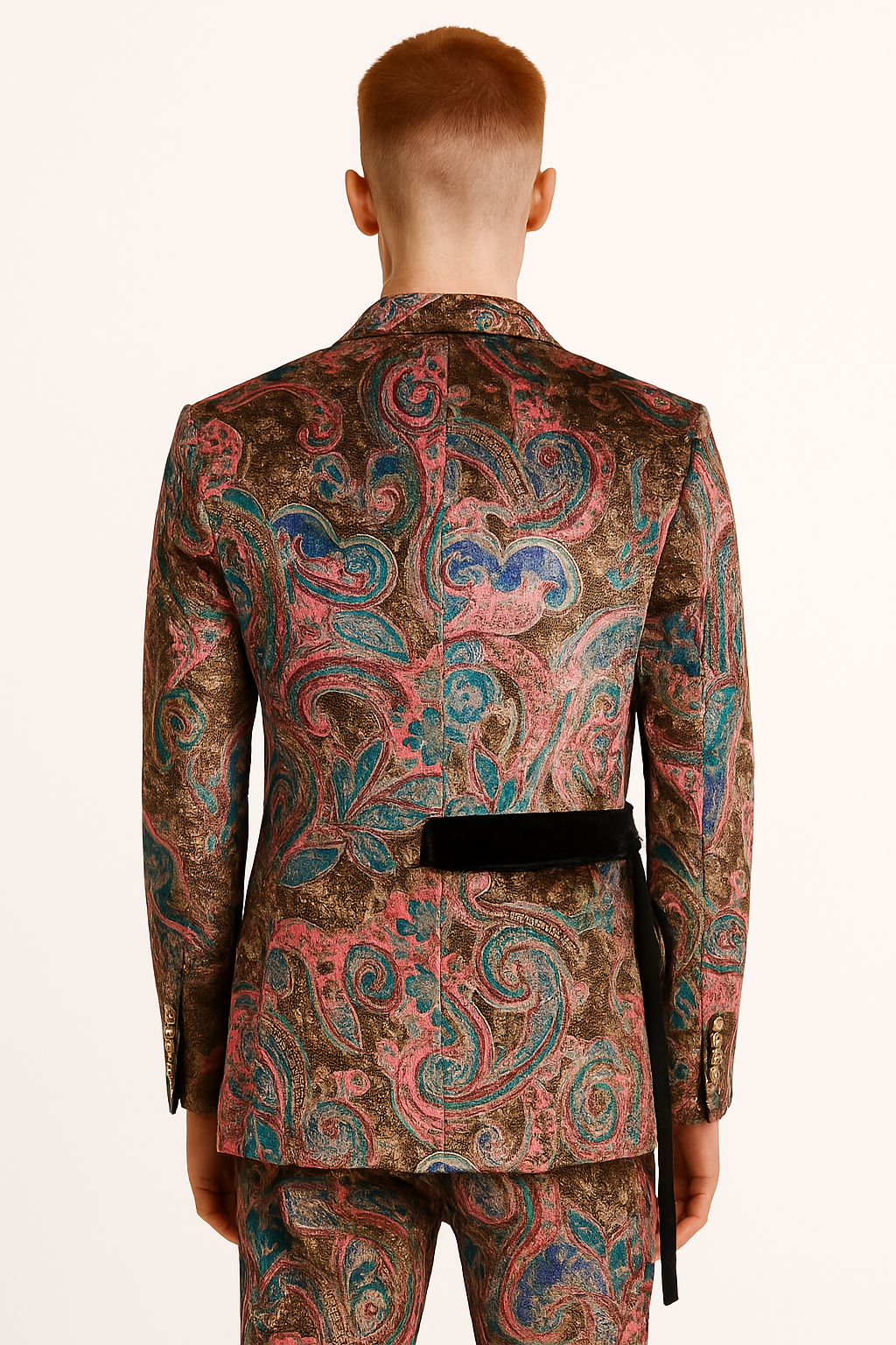 VELVET DEViL – Multicolor Paisley Belted Suit