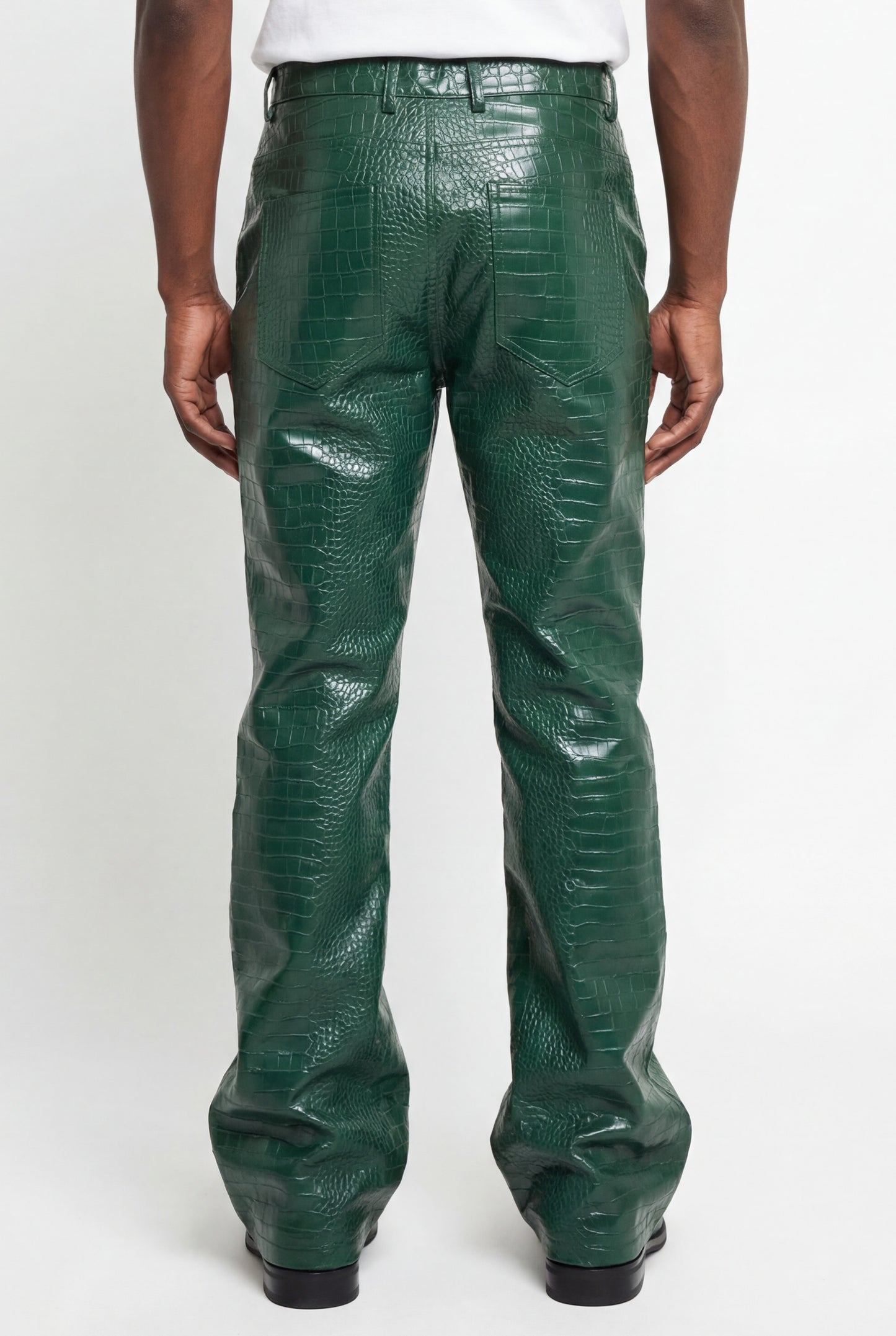 SIGNATURE CROC BUCKLE FLARE TROUSERS