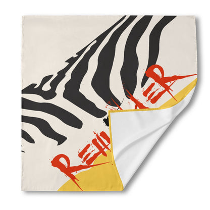 REMINDER Silk Bandana (Zebra / Yellow / Red Script)