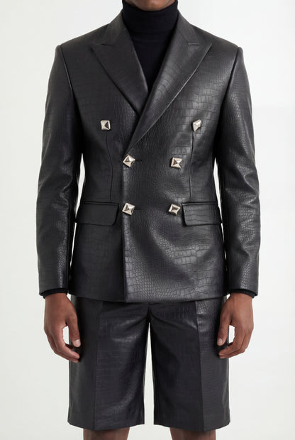 BLACK REIGN CROC SHORT SUIT