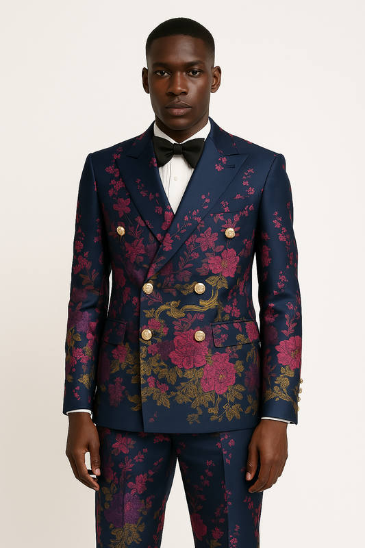 PiNK NiGHTMARE – Navy Floral Jacquard Suit