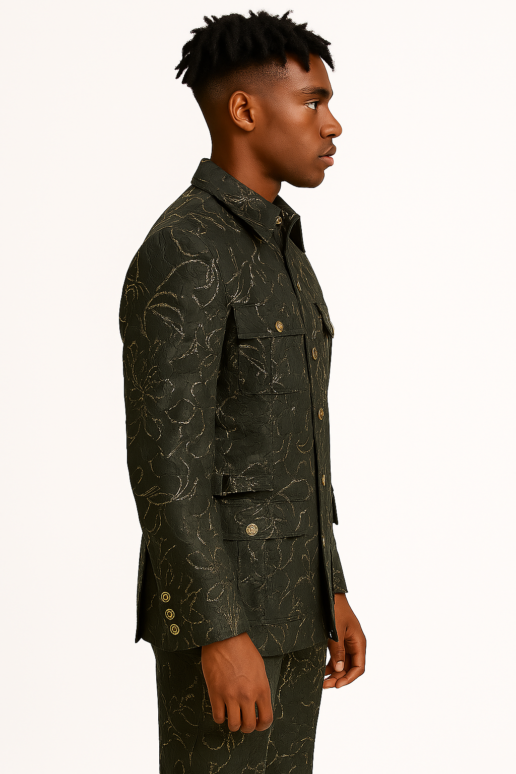 COMMAND CODE – Green Jacquard Military Buckle Suit