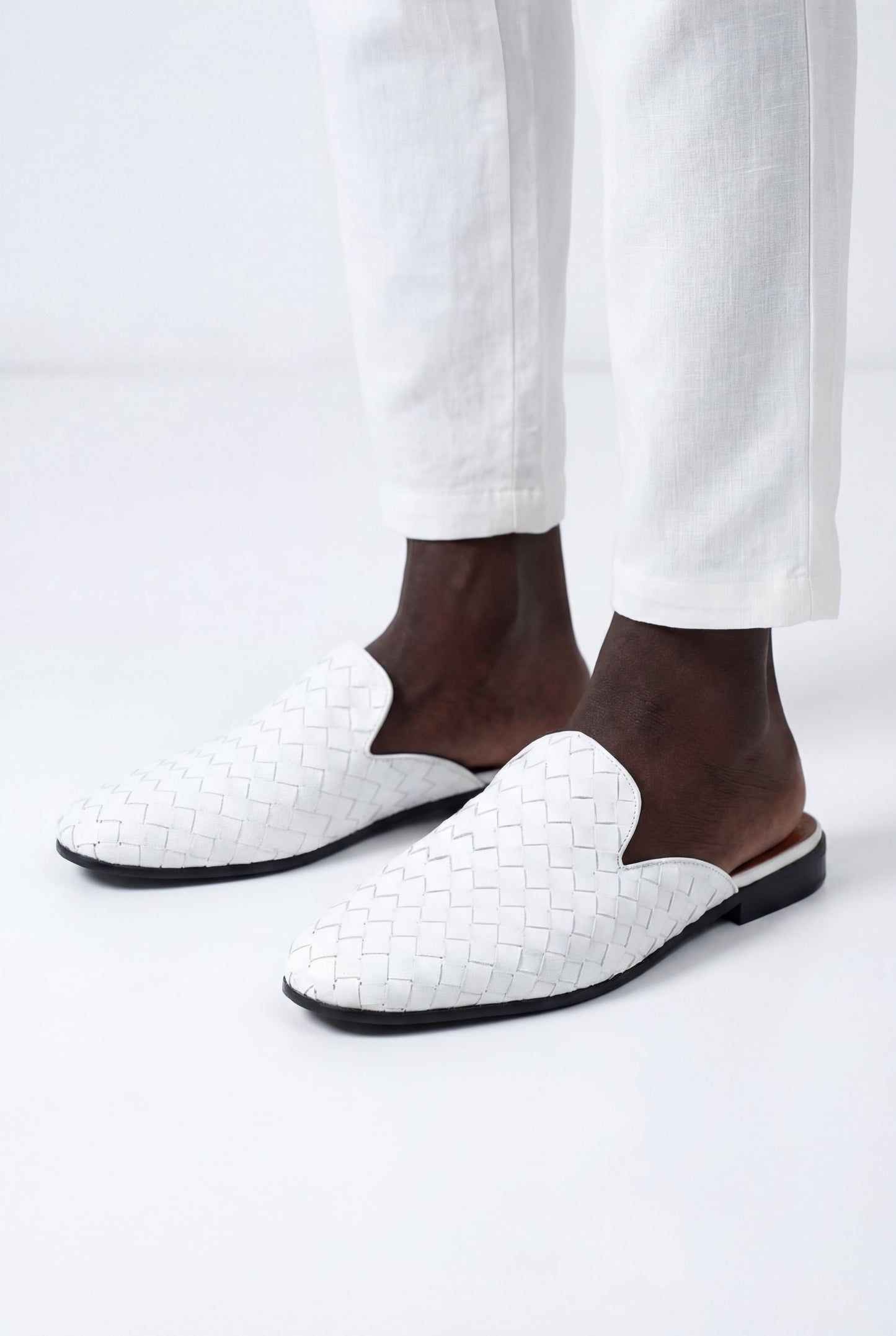 WHITEOUT WEAVE MULES