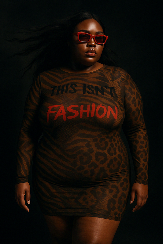 “This Ain’t Fashion” Animal Fusion Mesh Plus Size Dress