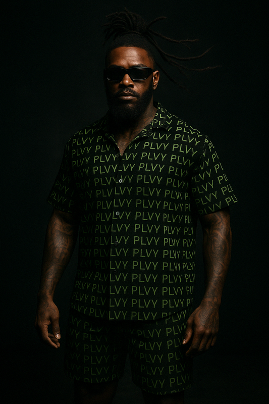 “GREENLIT” Button-Up & Shorts Set